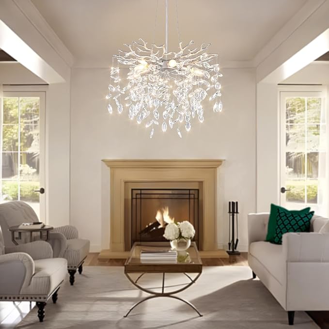 18-Inch Silver Crystal Chandeliers for Dining Room