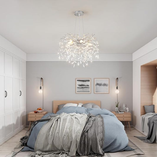 18-Inch Silver Crystal Chandeliers for Dining Room