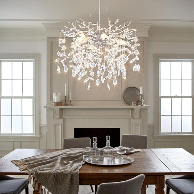 18-Inch Silver Crystal Chandeliers for Dining Room