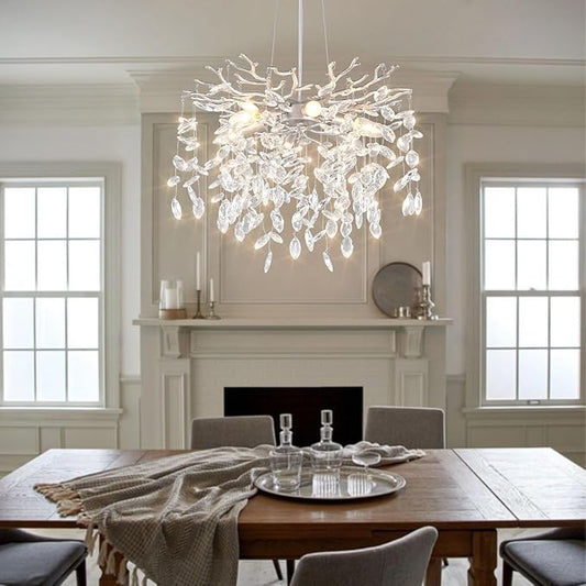 18-Inch Silver Crystal Chandeliers for Dining Room